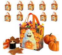 Halloween Candy Bags with Handles, 10 Piece Reusable Cute Trick or Treat