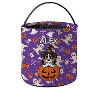 Halloween Candy Basket Black Tan Australian Shepherd Dog Purple
