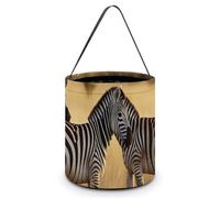 Halloween Candy Bucket Africa Grassland Zebra Tote Bag with Handle - Trick Or Treat Goodie Basket for Party