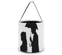 Halloween Candy Bucket Anime Lovers Silhouette Tote Bag with Handle - Trick Or Treat Goodie Basket for Party