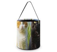 Halloween Candy Bucket Cat on The Grass Tote Bag with Handle - Trick Or Treat Goodie Basket for Party