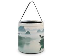 Halloween Candy Bucket Depict A Morning Mist in The Mountains And Waters Trick Or Treat Bags Halloween Candy Tote Bag with Handles Reusable Candy Baskets for Halloweens Party Supplies Favors Gift Bags