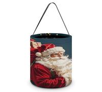Halloween Candy Bucket Depict A Santa Claus Climbed Into The Chimney Trick Or Treat Bags Halloween Candy Tote Bag with Handles Reusable Candy Baskets for Halloweens Party Supplies Favors Gift Bags