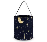 Halloween Candy Bucket Graffiti Outside The Star Tote Bag with Handle - Trick Or Treat Goodie Basket for Party