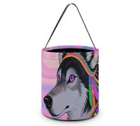 Halloween Candy Bucket - Hippie Wolf Trick Or Treat Candy Bag, Gift Bag for Party Favor Supplies