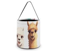 Halloween Candy Bucket Llama Alpaca Tote Bag with Handle - Trick Or Treat Goodie Basket for Party