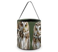 Halloween Candy Bucket Owls on Tree Branches Tote Bag with Handle - Trick Or Treat Goodie Basket for Party