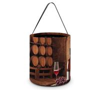 Halloween Candy Bucket Red Wine Cellar Tote Bag with Handle - Trick Or Treat Goodie Basket for Party