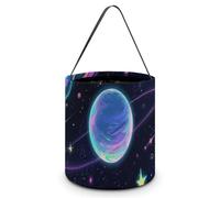Halloween Candy Bucket Starry Cosmos Tote Bag with Handle - Trick Or Treat Goodie Basket for Party
