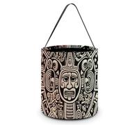 Halloween Candy Bucket Treat Tote Bags with Handles Reusable Mayan Calendar End Of The World Goody Bucket for Holiday Birthday Party Favor Supplies Collapsible Snack Goodie Basket Bags Gift Bag Decor