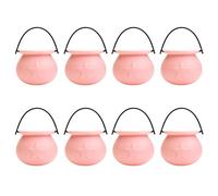 Halloween Candy Buckets - Skull, Cauldron, Pumpkin, Frankenstein (Pink Cauldron, 8 Pieces)