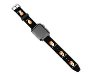 Halloween Candy Corn I Don't Love You Cute Leather Watch Strap Compatible with IWatch Sport Replacement Band for Men Women