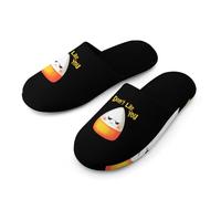 Halloween Candy Corn I Don't Love You Men's Cozy House Slippers Winter Warm Shoes with Anti-Slip Sole for Travel Indoor Outdoor