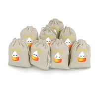 Halloween Candy Corn I Don't Love You Small Cotton Linen Pocket Reusable Drawstring Bag Funny Gift Wrap Storage Wrapping Pouch 8 Pieces