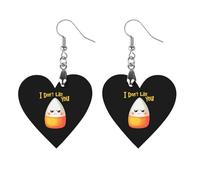 Halloween Candy Corn I Don't Love You Wooden Earrings Pendants Lightweight Wood Drop Charms Statement Jewelry Gifts for Women Apricot Shaped