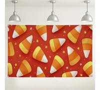 Halloween Candy Corn Wall Backdrop, Fun Festive Party Decorations, Orange Yellow Pattern for Photo Booth Supplies, Perfect for Fall Celebrations 71x43 Inch