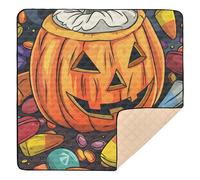 Halloween Candy Cute Foldable Baby Activity Play Mat for Floor Comfortable Travel Play Mat for Babies Infants Toddlers, 50'' x 50''