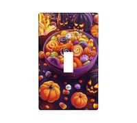 Halloween Candy Light Switch Cover Plate/Outlet Covers,Spooky Pumpkin Decor for Wall Accents, Thermoplastic Wall Plates,Standard Size Single Toggle