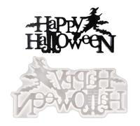Halloween Candy Molds, Happy Halloween Letter Door Sign Molds for Epoxy Resin, Multi-Purpose Crafts Making Aid for Candles Cement Clay Muffin Chocolate Dessert Wax