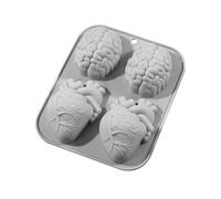 Halloween Candy Molds,Silicone Molds Horror Heart and Brain Shaped Candle Maker | 4 Cavity Resin Aromatherapy Chocolate Mold Epoxy Resin Casting for Candy Gummy