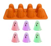 Halloween Candy Moulds,1Pc 8 Cavity Ghost Slicone Mould, Ghost Halloween Chocolate Molds DIY Baking Mould for Making Chocolate Sweets Cookie Jelly Cake Decoration (Orange)