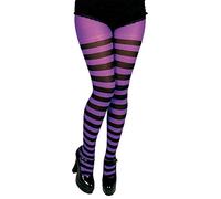 Halloween Candy Stripe Fancy Dress Opaque Tights Purple/Black
