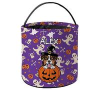 Halloween Candy Tote Bag Brown Australian Shepherd Dog Purple Candy Bag