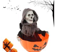 Halloween Candys Bowl, 2025 New Halloweens Candy Dish Decorative, Motion-Activated with Scary Red LED Lights and Scary Sound Effects, Holds up to 48 Oz of Candys, for Halloween Prank Props (B)