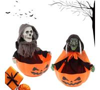 Halloween Candys Bowl, 2025 New Halloweens Candy Dish Decorative, Motion-Activated with Scary Red LED Lights and Scary Sound Effects, Holds up to 48 Oz of Candys, for Halloween Prank Props (AB)