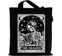 Halloween Canvas Tote Bag for Women Boo Basket Stuffers for Women Gothic Skeleton Tote Bags for Book Lovers Smutty Book Merch Dark Fantasy Romance Reusable Shopping Bags Christmas Stocking Stuffers