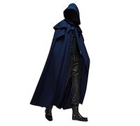 Halloween Cape and Cloak with Hood Halloween Cloak Novelty Outfit for Vampire Devil Witch Red Hooded Cape Fancy Dress Costume Unisex Accessory for Men and Women A03 Blue L