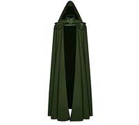 Halloween Cape for Men - Adults Knight Cosplay Costume Vampire Cloak Unisex Full Length Robe Hoodies Robe Cosplay Capes Costume Gothic Renaissance Cloak Green
