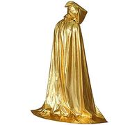 Halloween Cape Golden Hooded Cloak Full Length Robe Cape with Tether for Halloween Costume Cosplay Party