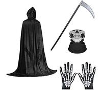 Halloween Cape, Halloween Cosplay Cape Set, Halloween Cape, Props Scythe, Gloves, Scarf, for Halloween, Carnival Role Play, Costume Parties