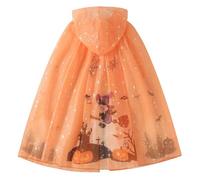 Halloween Cape Kids Hooded Orange Pumpkin Broom Print Cape Playful Cute Fashion Export Theme Halloween Costumes Party Fancy Dress Costume