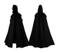 Halloween Cape Men's Templar Knight Costume Hooded Cape Long Cape Plain Coat Renaissance Cape Jacket Gothic Gown Medieval Fancy Dress Uniform for Adults Halloween Party Fancy Dress