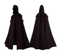 Halloween Cape Men's Templar Knight Costume Hooded Cape Long Cape Plain Coat Renaissance Cape Jacket Gothic Gown Medieval Fancy Dress Uniform for Adults Halloween Party Fancy Dress