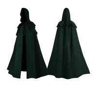 Halloween Cape Men's Templar Knight Costume Hooded Cape Long Cape Plain Coat Renaissance Cape Jacket Gothic Gown Medieval Fancy Dress Uniform for Adults Halloween Party Fancy Dress