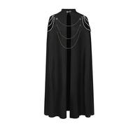 Halloween Cape Men's Templar Knight Costume, Wizard Robe Cape with Shoulder Protection Coat Renaissance Long Knitted Jacket Gothic Capelet Cosplay Medieval Outfit for Adults Halloween & Carnival