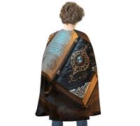 Halloween Cape Reversible Blue And Red Magical Books Medieval Cloak Renaissance Cosplay Birthday Party Dress Up Costume