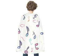 Halloween Cape Reversible Blue And Red Musical Note Doodle Style Medieval Cloak Renaissance Cosplay Birthday Party Dress Up Costume