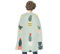 Halloween Cape Reversible Blue And Red Various Cactus Patterns Medieval Cloak Renaissance Cosplay Birthday Party Dress Up Costume