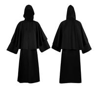 Halloween Cape with Hood, Halloween Costume Unisex Hooded Cape Long Sleeve Coat Renaissance Cape Jacket Gothic Gown Medieval Fancy Dress Uniform for Adults Halloween Party Fancy Dress