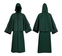 Halloween Cape with Hood, Halloween Costume Unisex Hooded Cape Long Sleeve Coat Renaissance Cape Jacket Gothic Gown Medieval Fancy Dress Uniform for Adults Halloween Party Fancy Dress