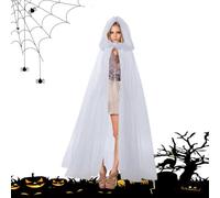 Halloween Cape with Hood Long Tulle Cape Transparent Cape Black For