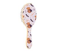 Halloween Capybara Bat White Pattern Hair Brush for Women Detangler Wooden Paddle Hairbrush for Women Men