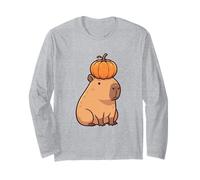 Halloween Capybara with A Pumpkin Capy Lover Spooky Animal Long Sleeve T-Shirt
