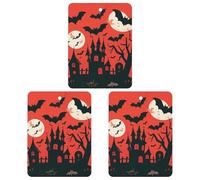 Halloween Car Air Freshener, 3 Pcs Square Hanging Air Freshener Cards, Long Lasting Fragrance Scented Cards for Car, Home, Office Black-style