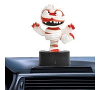 Halloween Car Decoration - Mummy Moving Head for Dashboard | Small Funny Solar Powered Figure for Halloween Decoration at Home and Vehicle