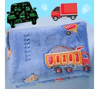 Halloween Car Theme Gifts for Kids Glow in The Dark Truck Blanket with Storage Bag, Soft Throw Blanket for Boys, Christmas & Birthday Present, 50"x60" Blue